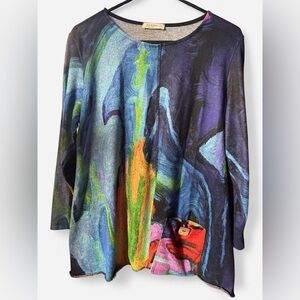 Jess & Jane Abstract Art Top, Made in USA, 3/4 sleeve